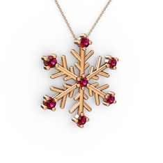 Lael Kar Tanesi Kolye - Rodolit garnet 925 ayar rose altın kaplama gümüş kolye (40 cm rose altın rolo zincir) #1pavq2x