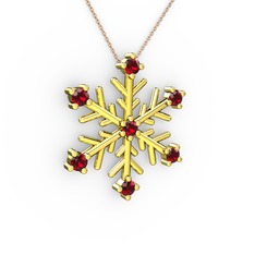 Garnet 925 ayar altın kaplama gümüş kolye (40 cm rose altın rolo zincir)
