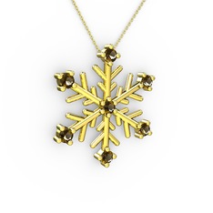 Lael Kar Tanesi Kolye - Dumanlı kuvars 18 ayar altın kolye (40 cm altın rolo zincir) #1v2c5q9