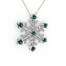 Lael Kar Tanesi Kolye - Yeşil kuvars 14 ayar beyaz altın kolye (40 cm gümüş rolo zincir) #1vcwvfj