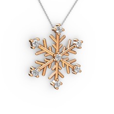 Lael Kar Tanesi Kolye - Swarovski 14 ayar rose altın kolye (40 cm beyaz altın rolo zincir) #1vpjm4w