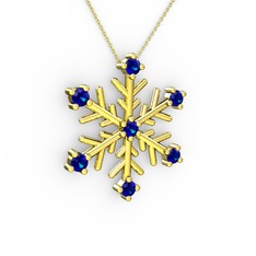 Lael Kar Tanesi Kolye - Lab safir 14 ayar altın kolye (40 cm altın rolo zincir) #1wgw8zs