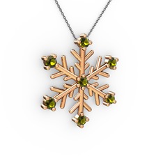 Peridot 14 ayar rose altın kolye (40 cm gümüş rolo zincir)