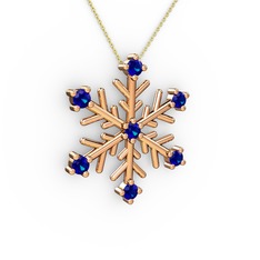 Lab safir 14 ayar rose altın kolye (40 cm altın rolo zincir)