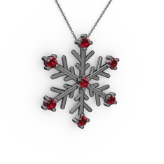 Lael Kar Tanesi Kolye - Garnet 925 ayar siyah rodyum kaplama gümüş kolye (40 cm gümüş rolo zincir) #3zwz51