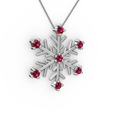 Lael Kar Tanesi Kolye - Rodolit garnet 8 ayar beyaz altın kolye (40 cm gümüş rolo zincir) #57xua9