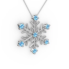 Lael Kar Tanesi Kolye - Akuamarin 925 ayar gümüş kolye (40 cm beyaz altın rolo zincir) #6opnlt