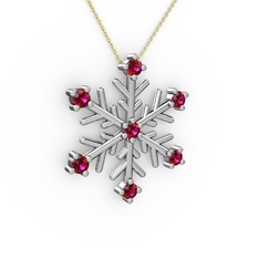 Lael Kar Tanesi Kolye - Rodolit garnet 8 ayar beyaz altın kolye (40 cm altın rolo zincir) #8c531a