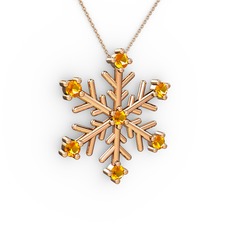 Lael Kar Tanesi Kolye - Sitrin 8 ayar rose altın kolye (40 cm gümüş rolo zincir) #9nigaq