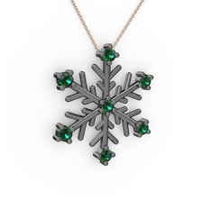 Lael Kar Tanesi Kolye - Yeşil kuvars 925 ayar siyah rodyum kaplama gümüş kolye (40 cm gümüş rolo zincir) #bh44vg