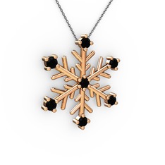 Lael Kar Tanesi Kolye - Siyah zirkon 14 ayar rose altın kolye (40 cm gümüş rolo zincir) #bs1j4j