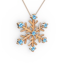 Lael Kar Tanesi Kolye - Akuamarin 14 ayar rose altın kolye (40 cm gümüş rolo zincir) #ef4gqs