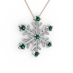 Lael Kar Tanesi Kolye - Yeşil kuvars 925 ayar gümüş kolye (40 cm rose altın rolo zincir) #ezq4ye