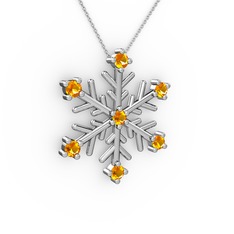 Lael Kar Tanesi Kolye - Sitrin 18 ayar beyaz altın kolye (40 cm gümüş rolo zincir) #f57pm0