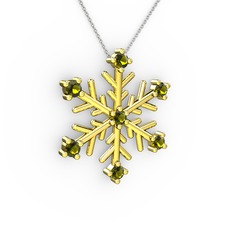 Lael Kar Tanesi Kolye - Peridot 8 ayar altın kolye (40 cm beyaz altın rolo zincir) #fbwy0i