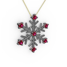 Lael Kar Tanesi Kolye - Rodolit garnet 925 ayar siyah rodyum kaplama gümüş kolye (40 cm altın rolo zincir) #gow635