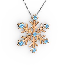 Lael Kar Tanesi Kolye - Akuamarin 14 ayar rose altın kolye (40 cm gümüş rolo zincir) #j57haq