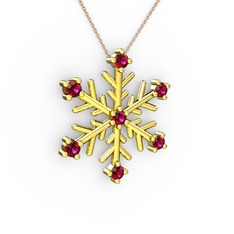 Rodolit garnet 8 ayar altın kolye (40 cm gümüş rolo zincir)