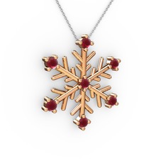 Lael Kar Tanesi Kolye - Kök yakut 14 ayar rose altın kolye (40 cm gümüş rolo zincir) #jjsea6