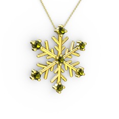 Lael Kar Tanesi Kolye - Peridot 925 ayar altın kaplama gümüş kolye (40 cm altın rolo zincir) #kb8flw