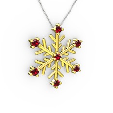 Garnet 18 ayar altın kolye (40 cm beyaz altın rolo zincir)