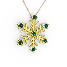 Lael Kar Tanesi Kolye - Yeşil kuvars 14 ayar altın kolye (40 cm rose altın rolo zincir) #ktpcsk