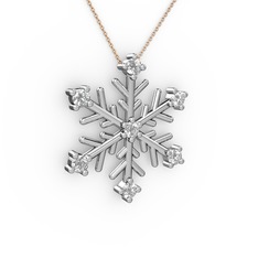 Swarovski 14 ayar beyaz altın kolye (40 cm rose altın rolo zincir)