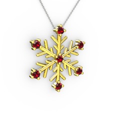 Lael Kar Tanesi Kolye - Garnet 14 ayar altın kolye (40 cm gümüş rolo zincir) #lqg6yh