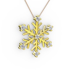 Lael Kar Tanesi Kolye - Beyaz zirkon 18 ayar altın kolye (40 cm gümüş rolo zincir) #lzmiik