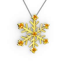 Lael Kar Tanesi Kolye - Sitrin 18 ayar altın kolye (40 cm gümüş rolo zincir) #o2yp63