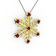 Lael Kar Tanesi Kolye - Garnet 14 ayar altın kolye (40 cm gümüş rolo zincir) #ouugcq
