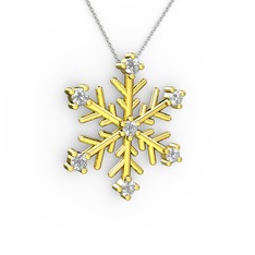 Lael Kar Tanesi Kolye - Beyaz zirkon 14 ayar altın kolye (40 cm gümüş rolo zincir) #pa6rfa