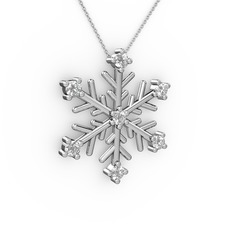 Lael Kar Tanesi Kolye - Swarovski 14 ayar beyaz altın kolye (40 cm gümüş rolo zincir) #pmrssg
