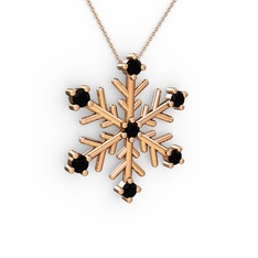 Lael Kar Tanesi Kolye - Siyah zirkon 14 ayar rose altın kolye (40 cm gümüş rolo zincir) #pxhyth