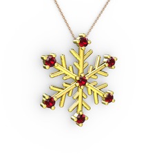 Lael Kar Tanesi Kolye - Garnet 14 ayar altın kolye (40 cm rose altın rolo zincir) #qcmes3