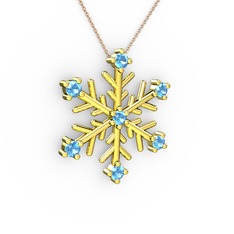 Lael Kar Tanesi Kolye - Akuamarin 925 ayar altın kaplama gümüş kolye (40 cm gümüş rolo zincir) #r79evp