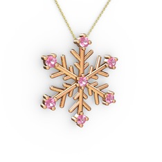 Lael Kar Tanesi Kolye - Pembe kuvars 925 ayar rose altın kaplama gümüş kolye (40 cm altın rolo zincir) #rdqmbl