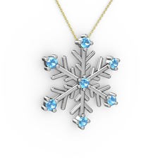 Lael Kar Tanesi Kolye - Akuamarin 14 ayar beyaz altın kolye (40 cm altın rolo zincir) #t1nyk4