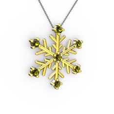 Lael Kar Tanesi Kolye - Peridot 18 ayar altın kolye (40 cm gümüş rolo zincir) #ud2sra
