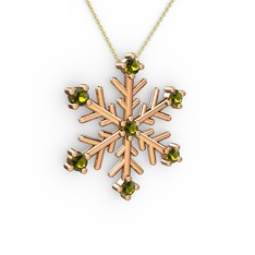 Peridot 18 ayar rose altın kolye (40 cm altın rolo zincir)