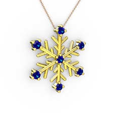 Lael Kar Tanesi Kolye - Lab safir 18 ayar altın kolye (40 cm gümüş rolo zincir) #v8xcwd