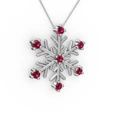 Lael Kar Tanesi Kolye - Rodolit garnet 18 ayar beyaz altın kolye (40 cm beyaz altın rolo zincir) #vdumxs