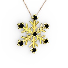Lael Kar Tanesi Kolye - Siyah zirkon 14 ayar altın kolye (40 cm rose altın rolo zincir) #xh8t6y