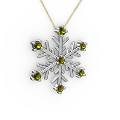Lael Kar Tanesi Kolye - Peridot 18 ayar beyaz altın kolye (40 cm gümüş rolo zincir) #xws0zn