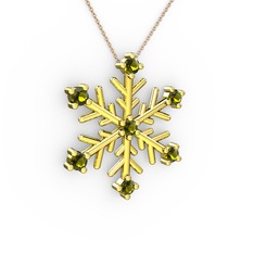 Peridot 18 ayar altın kolye (40 cm rose altın rolo zincir)