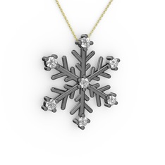 Lael Kar Tanesi Kolye - Beyaz zirkon 925 ayar siyah rodyum kaplama gümüş kolye (40 cm gümüş rolo zincir) #ydknsf