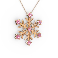 Lael Kar Tanesi Kolye - Pembe kuvars 14 ayar rose altın kolye (40 cm rose altın rolo zincir) #yhlg56