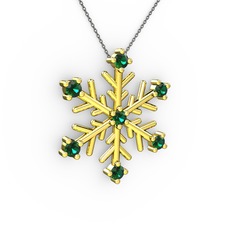 Lael Kar Tanesi Kolye - Yeşil kuvars 18 ayar altın kolye (40 cm gümüş rolo zincir) #yqun8a