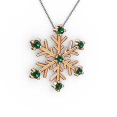 Lael Kar Tanesi Kolye - Yeşil kuvars 8 ayar rose altın kolye (40 cm gümüş rolo zincir) #z12fl1