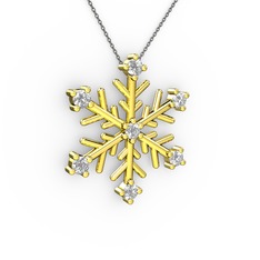 Lael Kar Tanesi Kolye - Beyaz zirkon 8 ayar altın kolye (40 cm gümüş rolo zincir) #znu9r9